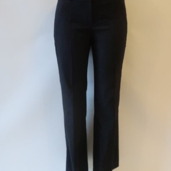 WOMENS THEORY CHARCOAL BLACK PINSTRIPE FLAT FRONT WOOL BLEND PANTS 2 * COLOR: CH - Picture 3 of 9